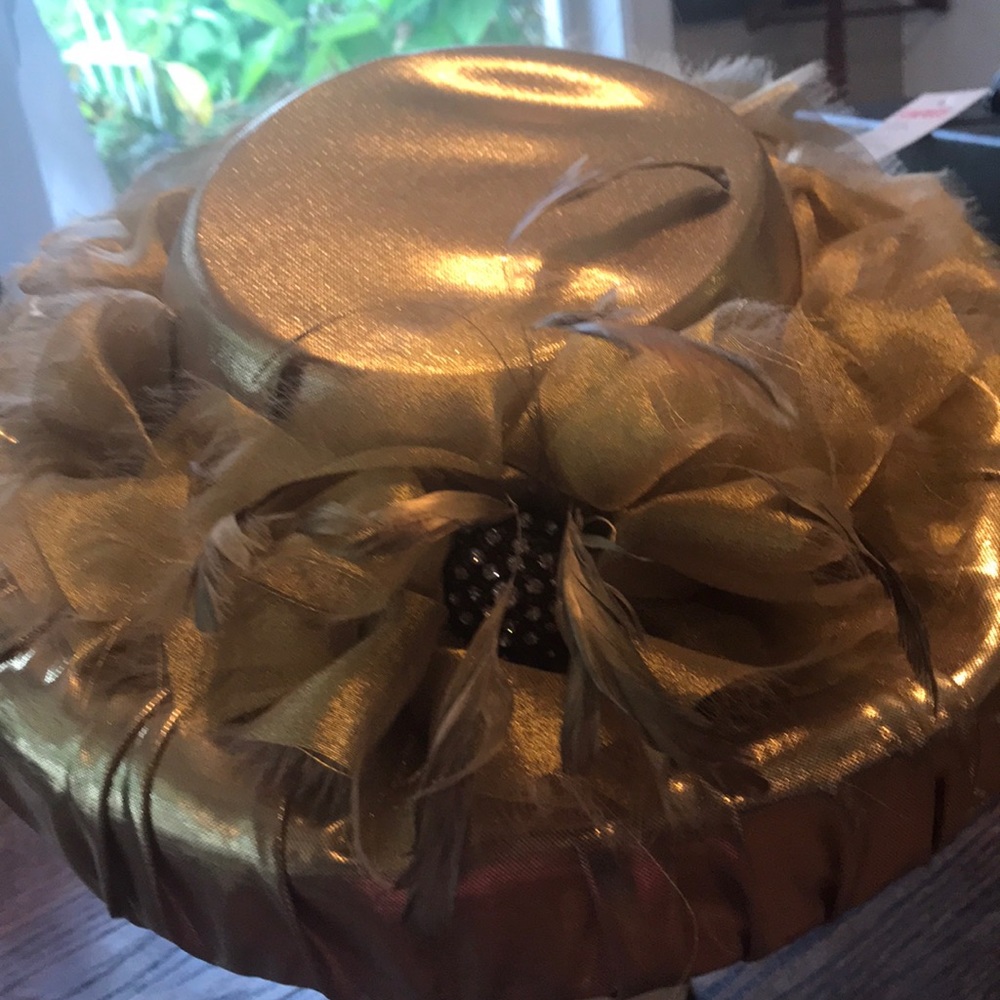 Whittail&Shon Vintage Gold Rhinestone Straw Hat